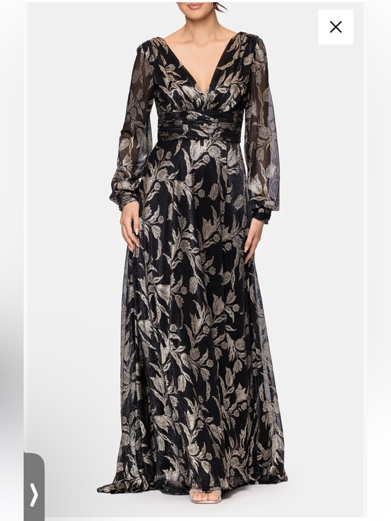 Betsy & Adam Dresses & Skirts - Betsy & Adam Black and Gold Floral Long-Sleeve Dress